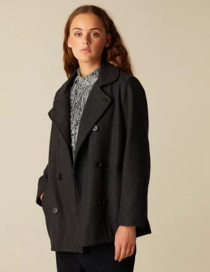 NÍCOLI ABRIGO CRUZADO ESPIGA GRIS< Ropa De Abrigo