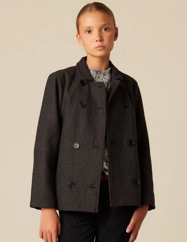 NÍCOLI ABRIGO CRUZADO ESPIGA GRIS< Ropa De Abrigo