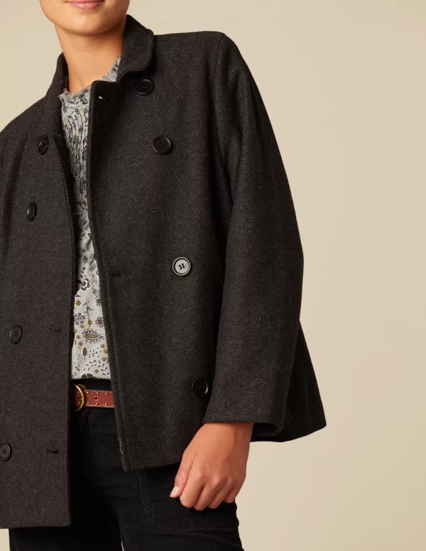 NÍCOLI ABRIGO CRUZADO ESPIGA GRIS< Ropa De Abrigo