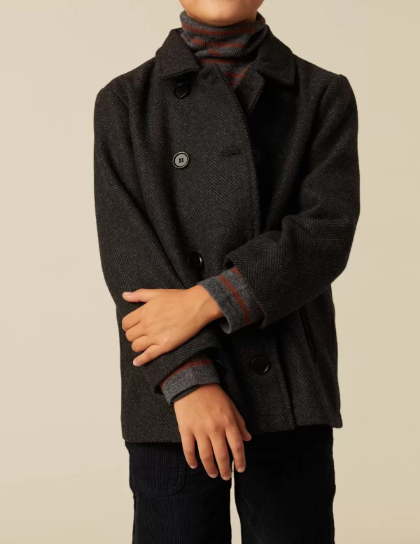 NÍCOLI ABRIGO CRUZADO ESPIGA GRIS< Ropa De Abrigo