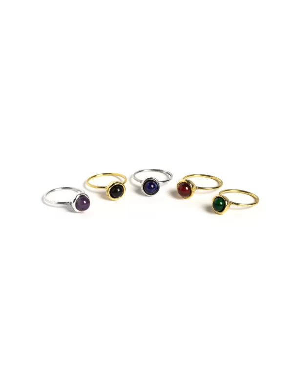 NÍCOLI ANILLO DORADO ESFERA PEQUEÑO ONIX< Anillos