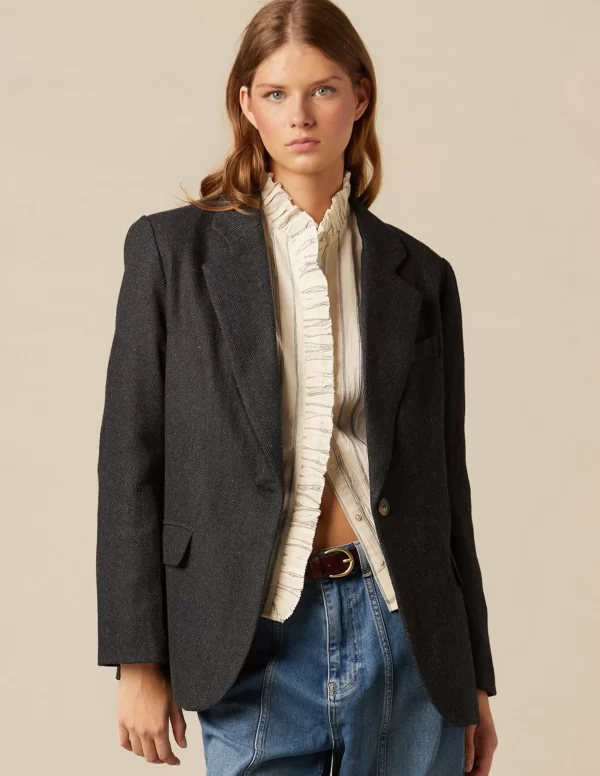 NÍCOLI BLAZER ESPIGA AZUL< Blazers