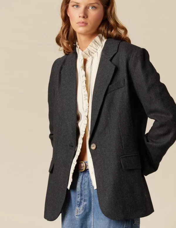 NÍCOLI BLAZER ESPIGA AZUL< Blazers