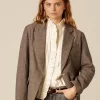 NÍCOLI BLAZER ESPIGA MARRÓN RAYA AZUL< Blazers
