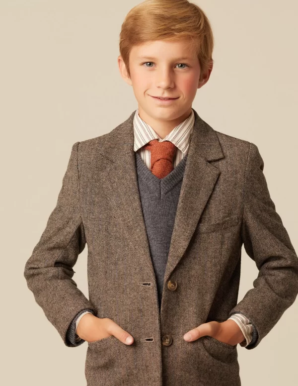 NÍCOLI BLAZER ESPIGA MARRÓN RY AZUL< Ropa De Abrigo | Blazers