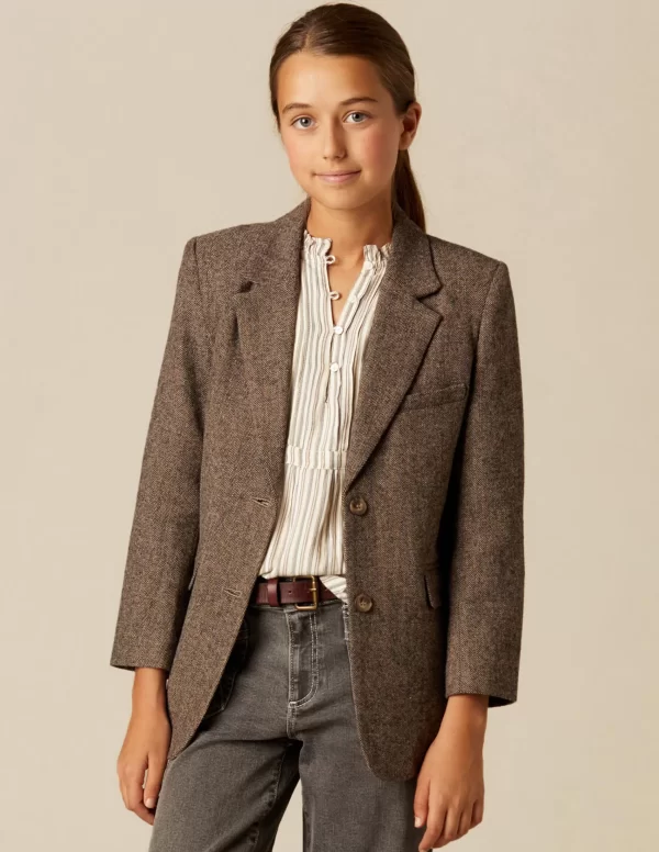 NÍCOLI BLAZER ESPIGA MARRÓN RY AZUL< Ropa De Abrigo | Blazers