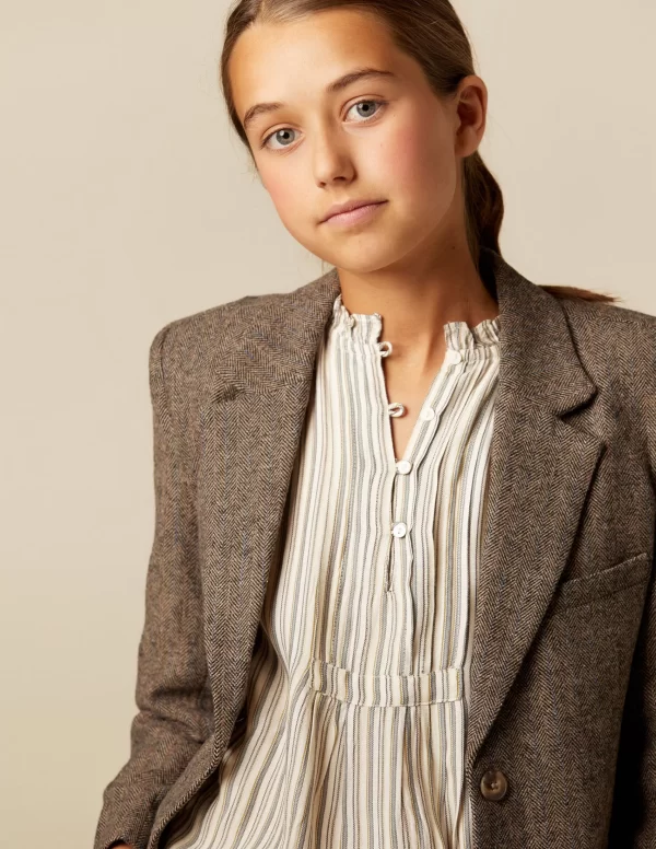 NÍCOLI BLAZER ESPIGA MARRÓN RY AZUL< Ropa De Abrigo | Blazers