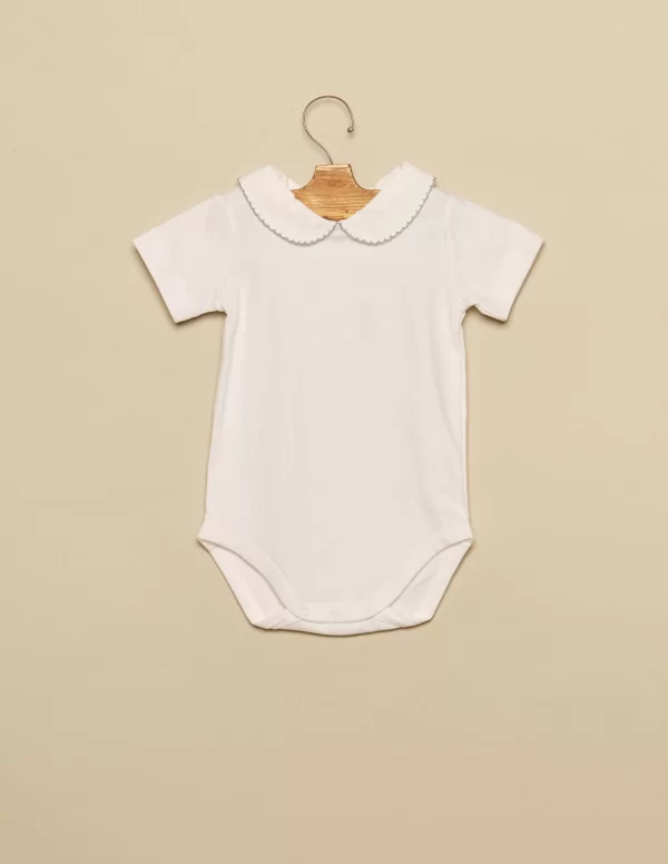 NÍCOLI Body cuello bebé pespuntes azul claro< Bodies