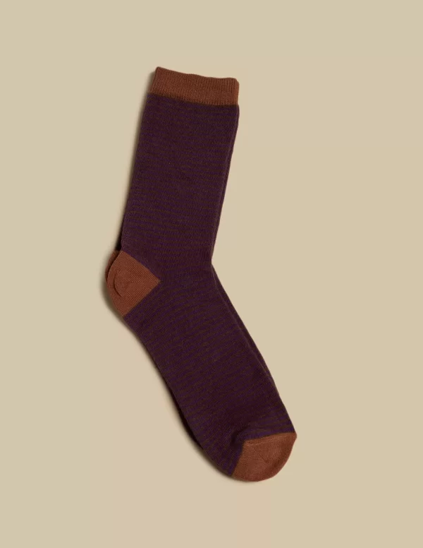 NÍCOLI CALCETIN RAYAS MARRÓN< Calcetines