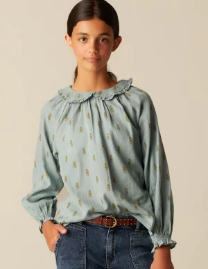 NÍCOLI CAMISA AZUL FLOR PEQUEÑA< Camisas