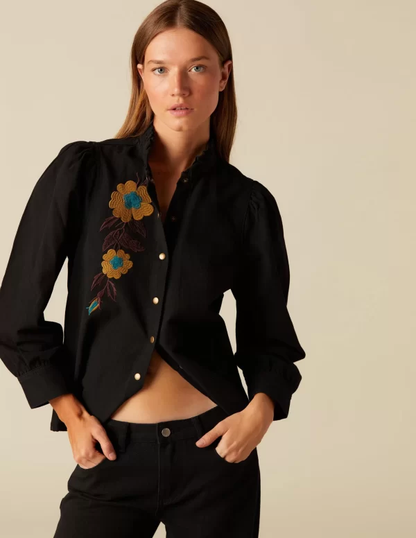 camisa_bordado_flor_0.webp NÍCOLI CAMISA BORDADO FLOR< Denim | Camisas