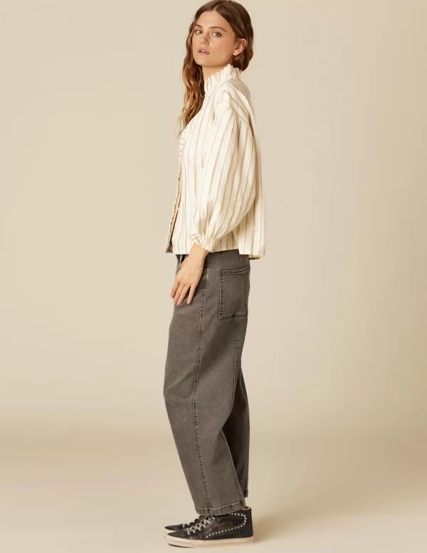 camisa_cruda_raya_marrn_l_1.webp NÍCOLI CAMISA CRUDA RAYA MARRÓN LUREX< Camisas