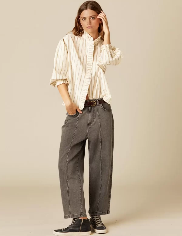 camisa_cruda_raya_marrn_l_2.webp NÍCOLI CAMISA CRUDA RAYA MARRÓN LUREX< Camisas