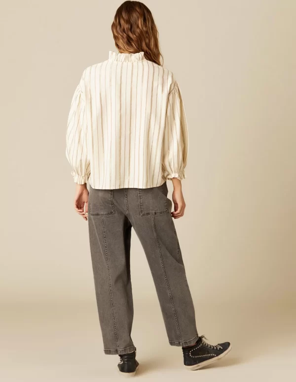 camisa_cruda_raya_marrn_l_3.webp NÍCOLI CAMISA CRUDA RAYA MARRÓN LUREX< Camisas