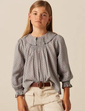 NÍCOLI CAMISA HOJITAS AZUL< Camisas