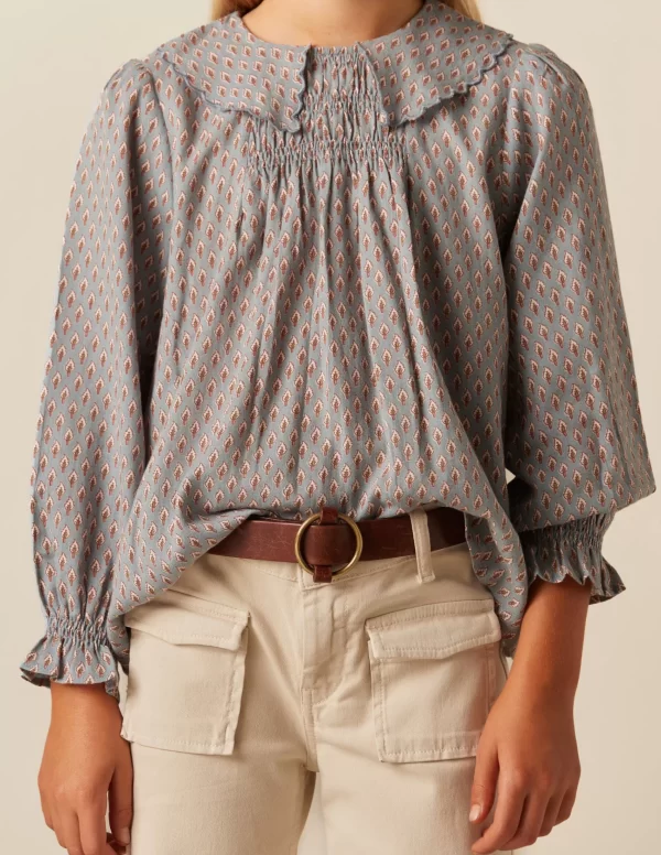 NÍCOLI CAMISA HOJITAS AZUL< Camisas