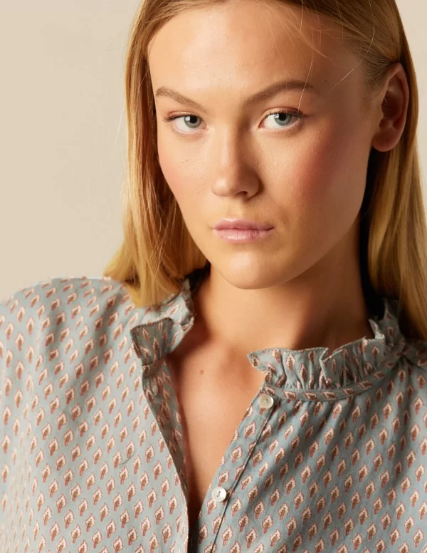 NÍCOLI CAMISA HOJITAS AZUL< Camisas