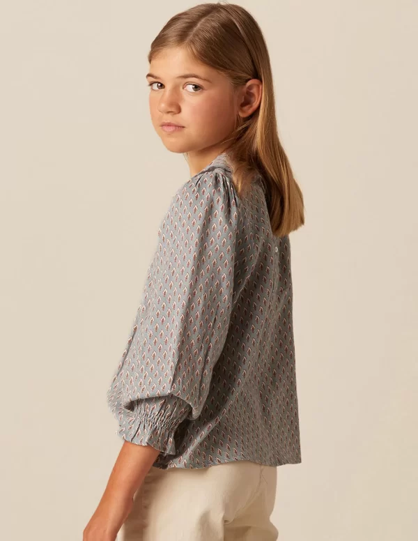 NÍCOLI CAMISA HOJITAS AZUL< Camisas