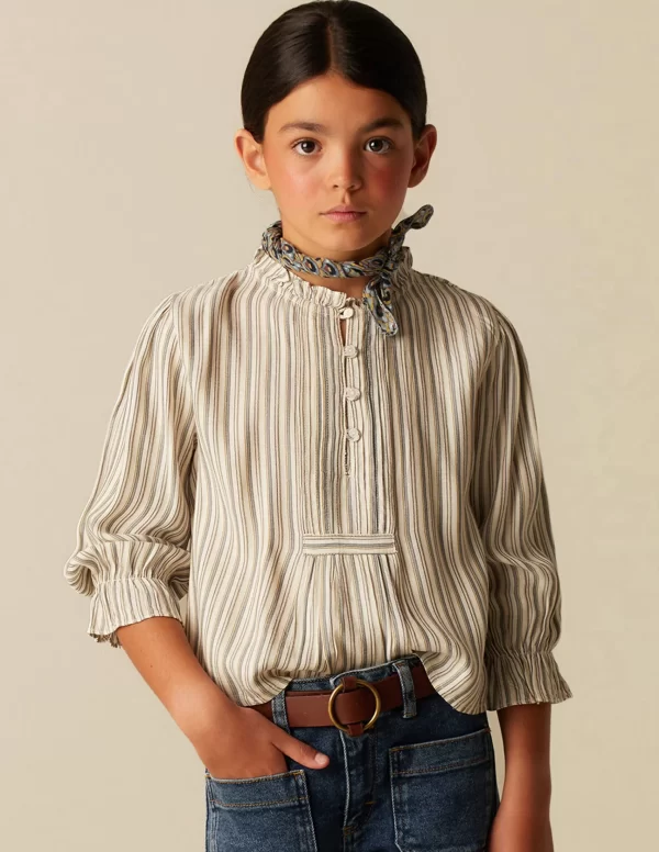 NÍCOLI CAMISA RAYA AZUL MOSTAZA< Camisas