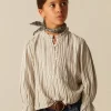 NÍCOLI CAMISA RAYA AZUL MOSTAZA< Camisas
