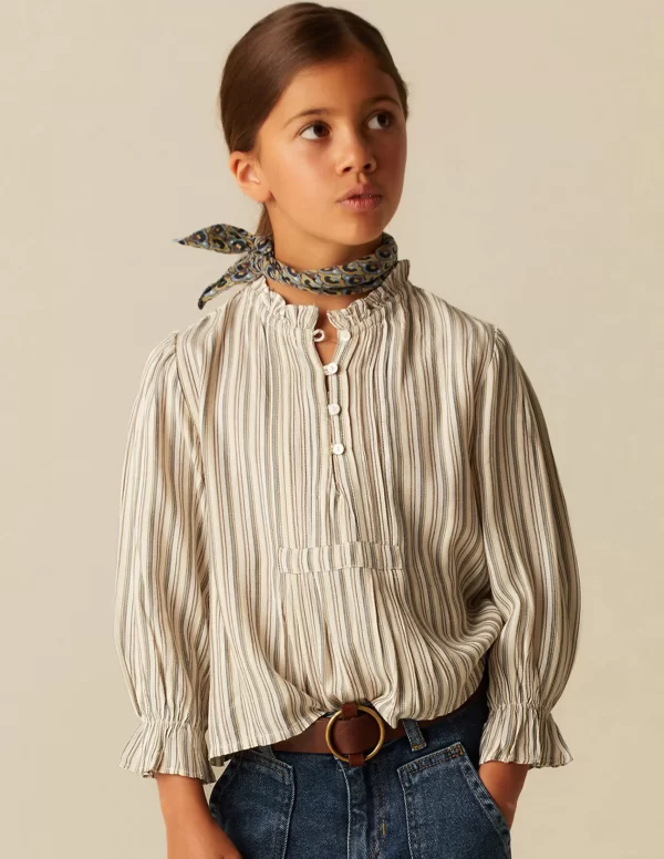 NÍCOLI CAMISA RAYA AZUL MOSTAZA< Camisas