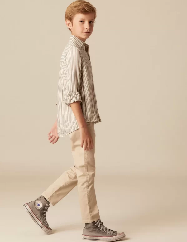 NÍCOLI CAMISA RAYA AZUL MOSTAZA< Camisas
