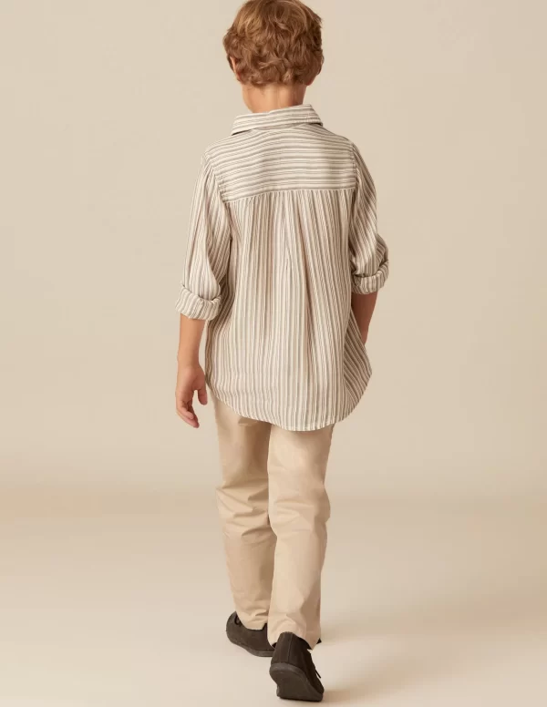NÍCOLI CAMISA RAYA AZUL MOSTAZA< Camisas