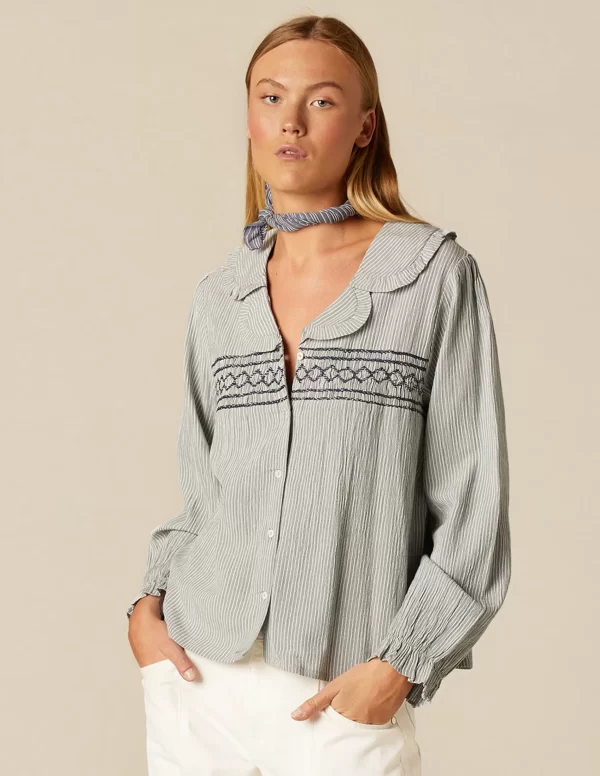 NÍCOLI CAMISA RAYA AZUL NIDOS< Camisas
