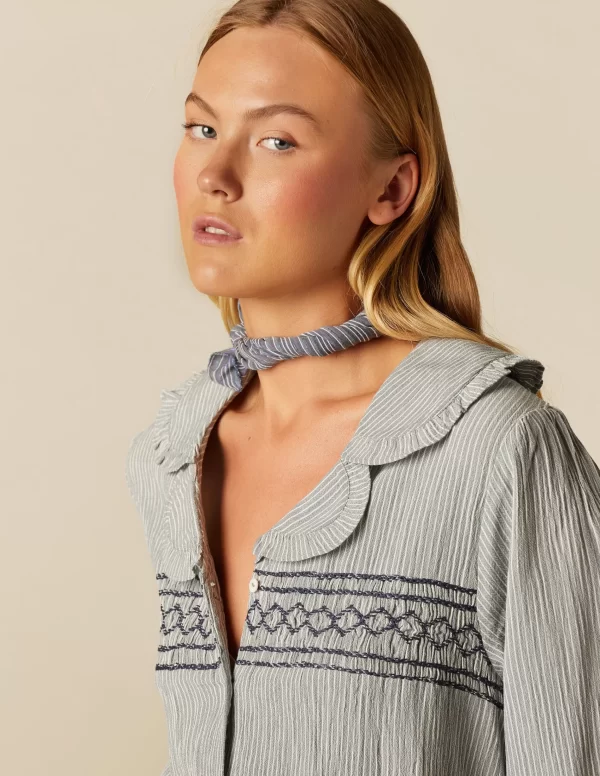NÍCOLI CAMISA RAYA AZUL NIDOS< Camisas