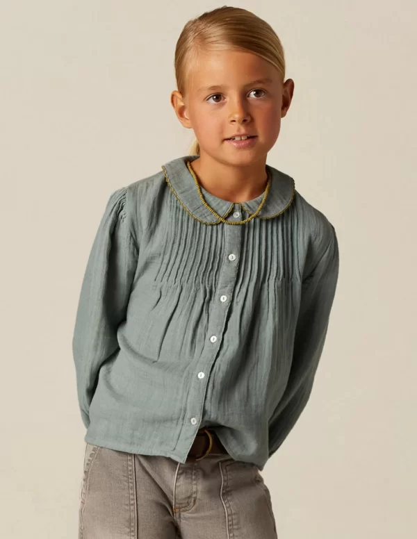 NÍCOLI CAMISA VERDE PESPUNTE MOSTAZA< Camisas