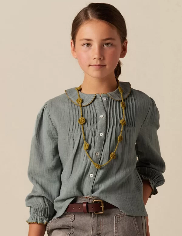 NÍCOLI CAMISA VERDE PESPUNTE MOSTAZA< Camisas
