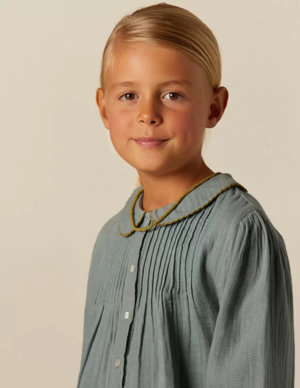 NÍCOLI CAMISA VERDE PESPUNTE MOSTAZA< Camisas