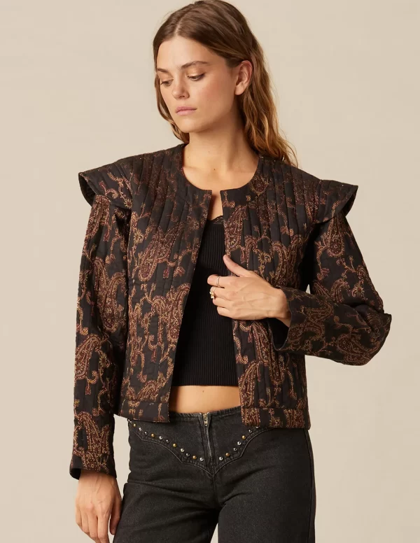NÍCOLI CHAQUETA PAISLEY NEGRA< Ropa De Abrigo