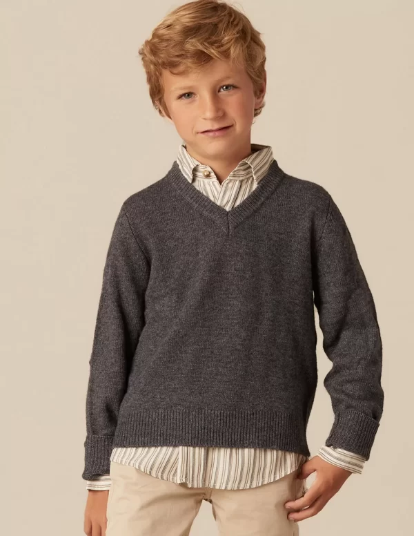 NÍCOLI JERSEY CUELLO PICO GRIS< Punto