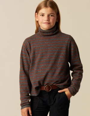 jersey_cuello_vuelto_raya_0.webp NÍCOLI JERSEY CUELLO VUELTO RAYAS MARRÓN/MARENGO< Punto