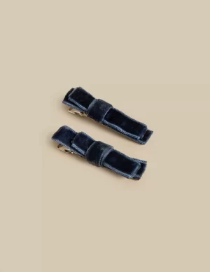 NÍCOLI 2 LAZOS TERCIPELO AZUL< Accesorios De Pelo