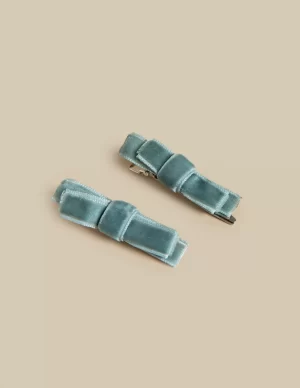 NÍCOLI 2 LAZOS TERCIPELO VERDE< Accesorios De Pelo