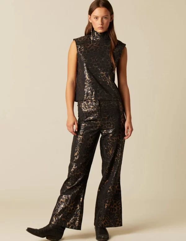 NÍCOLI PANTALÓN ANIMAL PRINT BRILLO< Pantalones