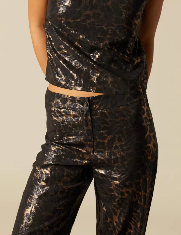 NÍCOLI PANTALÓN ANIMAL PRINT BRILLO< Pantalones