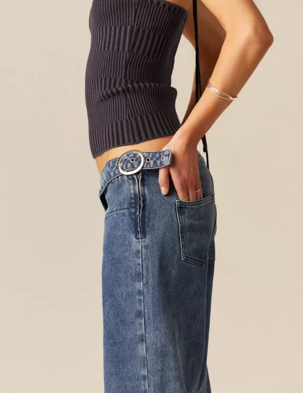 pantaln_azul_hebillas_cin_1.webp NÍCOLI PANTALÓN AZUL HEBILLAS CINTURA< Denim | Pantalones
