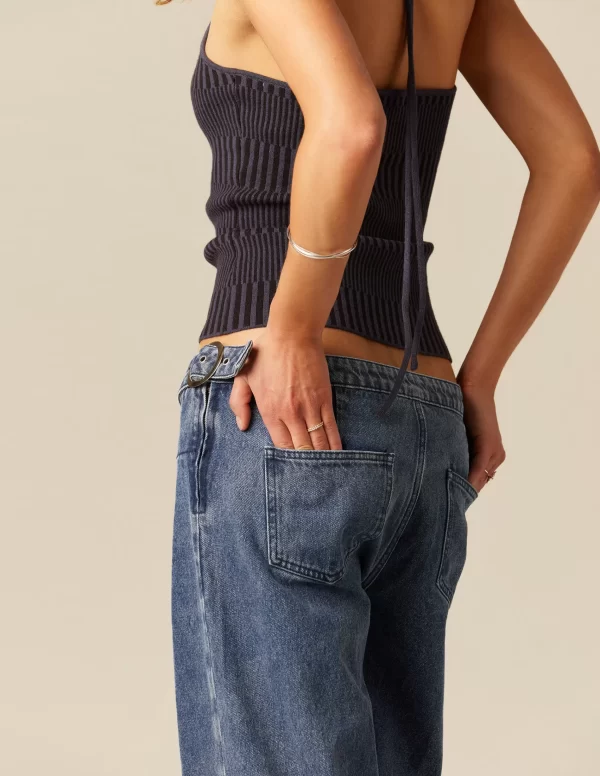 pantaln_azul_hebillas_cin_3.webp NÍCOLI PANTALÓN AZUL HEBILLAS CINTURA< Denim | Pantalones