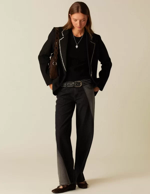 NÍCOLI PANTALÓN BICOLOR ANTRACITA Y GRIS< Denim | Pantalones