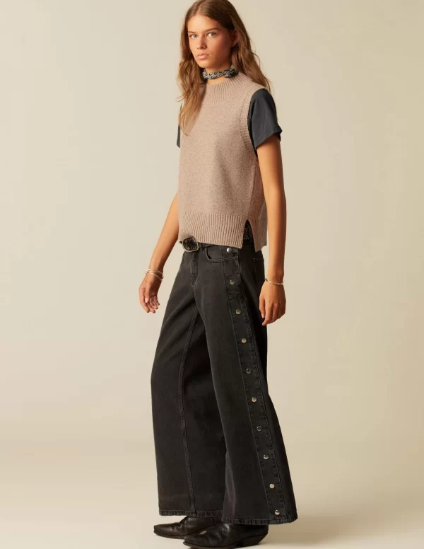 pantaln_botones_laterales_0.webp NÍCOLI PANTALÓN BOTONES LATERALES ANTRACITA< Denim | Pantalones