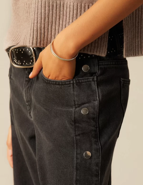 pantaln_botones_laterales_1.webp NÍCOLI PANTALÓN BOTONES LATERALES ANTRACITA< Denim | Pantalones