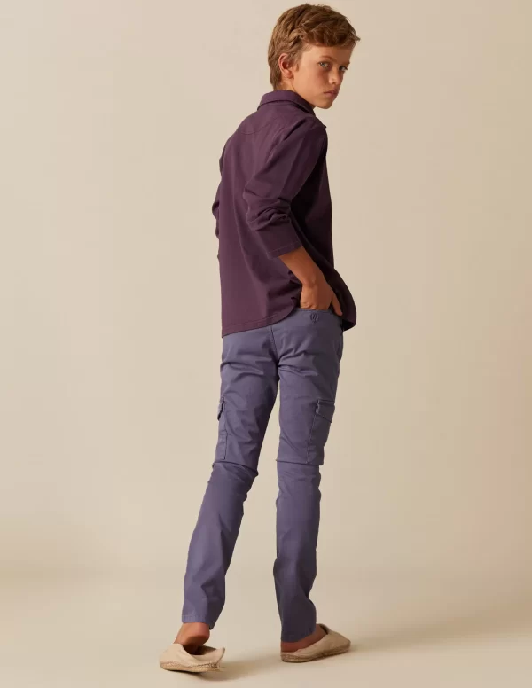 NÍCOLI PANTALÓN CARGO LARGO AZUL< Pantalones