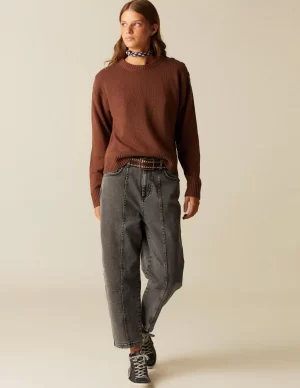 NÍCOLI PANTALÓN GRIS DOBLE PESPUNTES< Denim | Pantalones