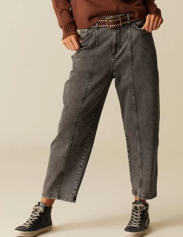 NÍCOLI PANTALÓN GRIS DOBLE PESPUNTES< Denim | Pantalones
