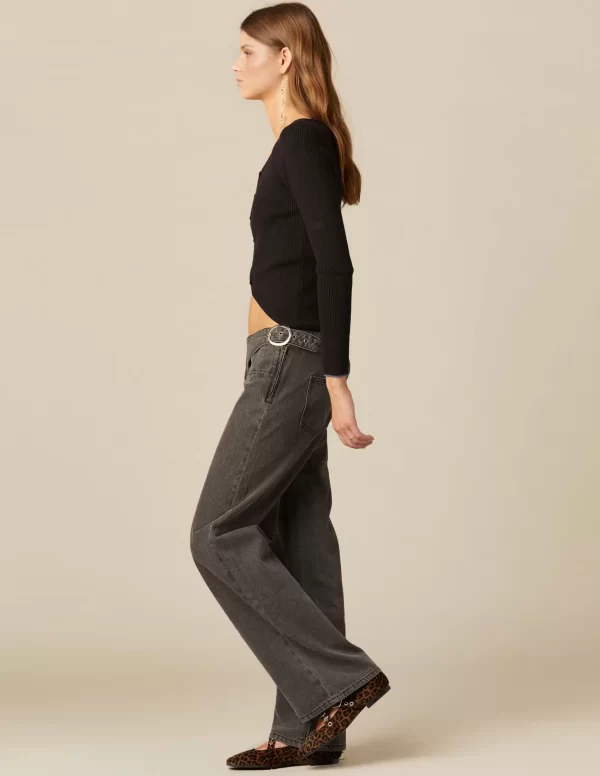 pantaln_gris_hebillas_cin_1.webp NÍCOLI PANTALÓN GRIS HEBILLAS CINTURA< Denim | Pantalones