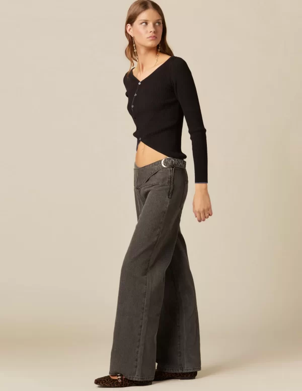 pantaln_gris_hebillas_cin_3.webp NÍCOLI PANTALÓN GRIS HEBILLAS CINTURA< Denim | Pantalones