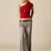 NÍCOLI PANTALÓN LOW WAIST DOBLE BOTÓN GRIS< Denim | Pantalones